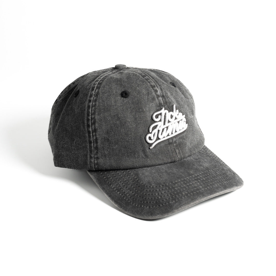 Script Washed Dad Cap - Black