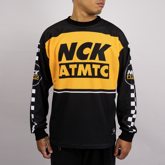 Moto Badger Long Sleeve Jersey Tee - Black/Yellow