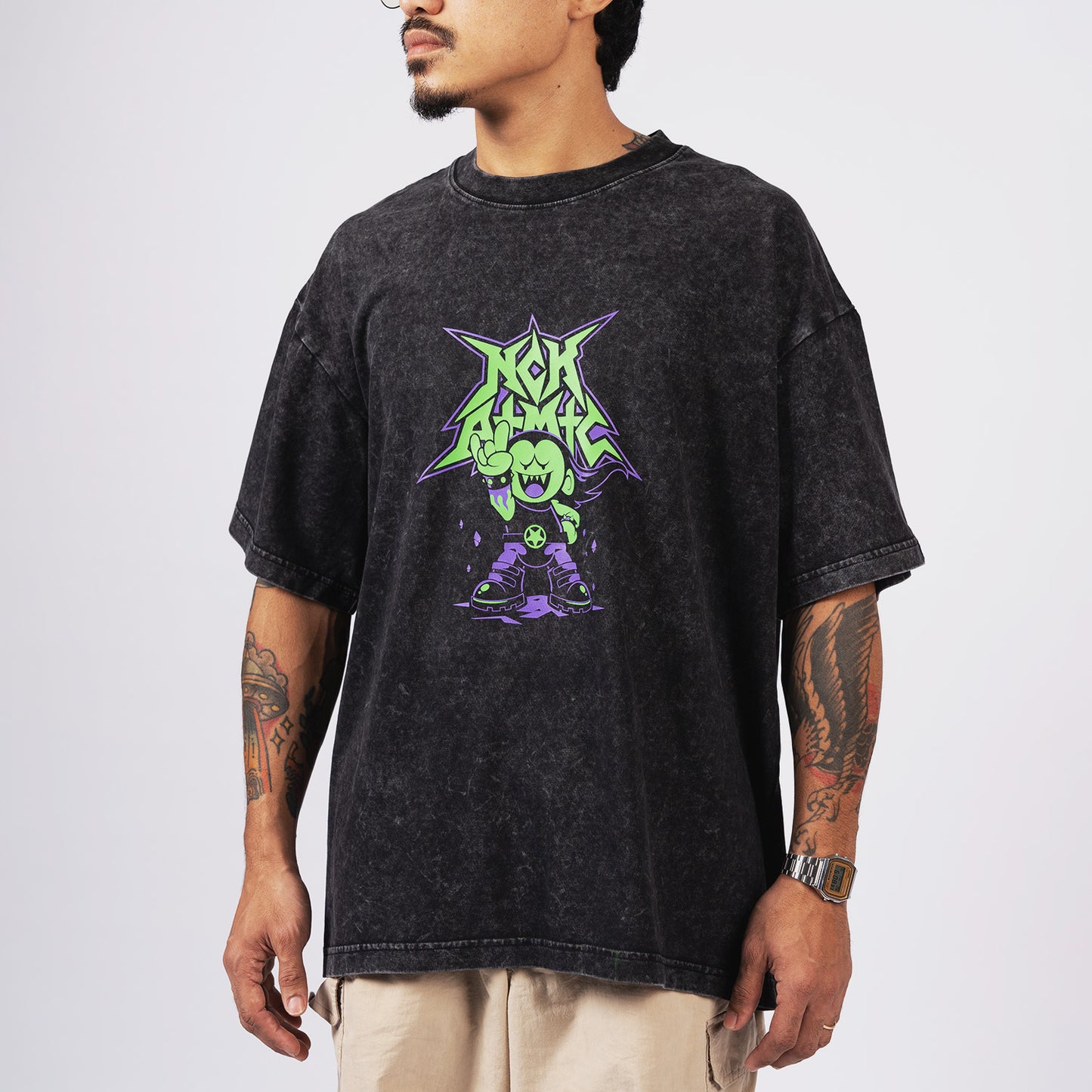 World Tour Oversized Fit Tee - Acid Black
