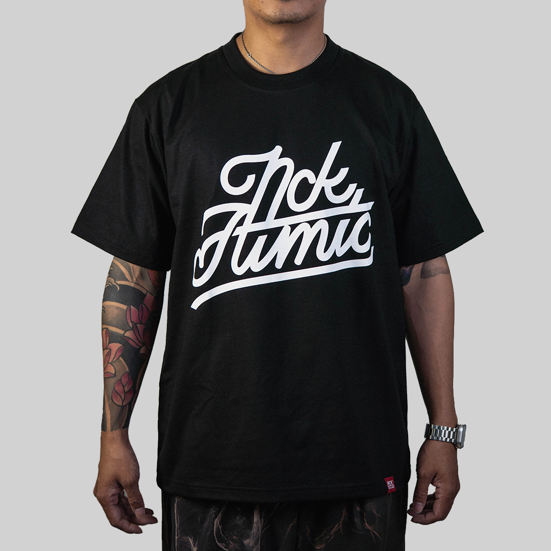 Block Script Tee - Black