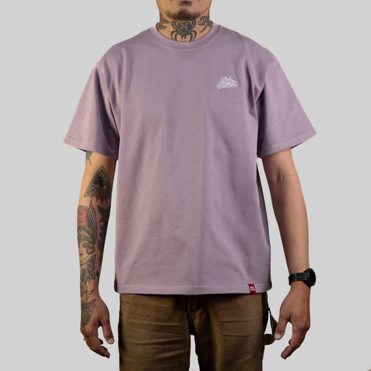 Script Embroidered Heavy Cotton Tee - Mauve