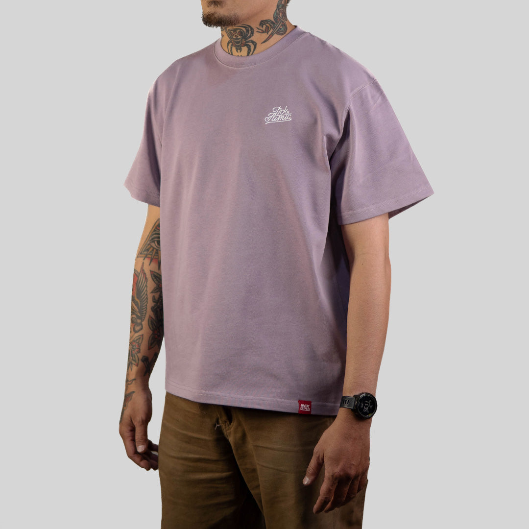 Script Embroidered Heavy Cotton Tee - Mauve