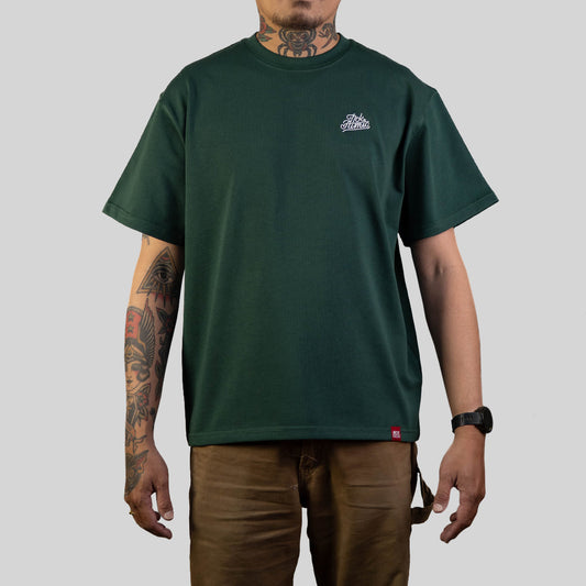 Script Embroidered Heavy Cotton Tee - Green
