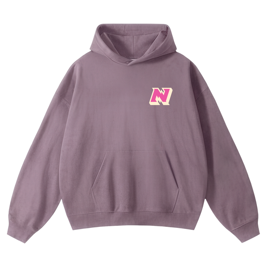 Block Badge Pullover Hoodie - Mauve