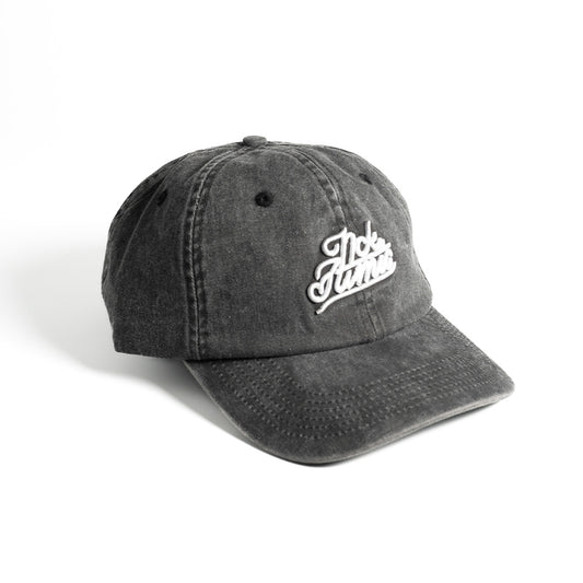 Script Washed Dad Cap  - Black