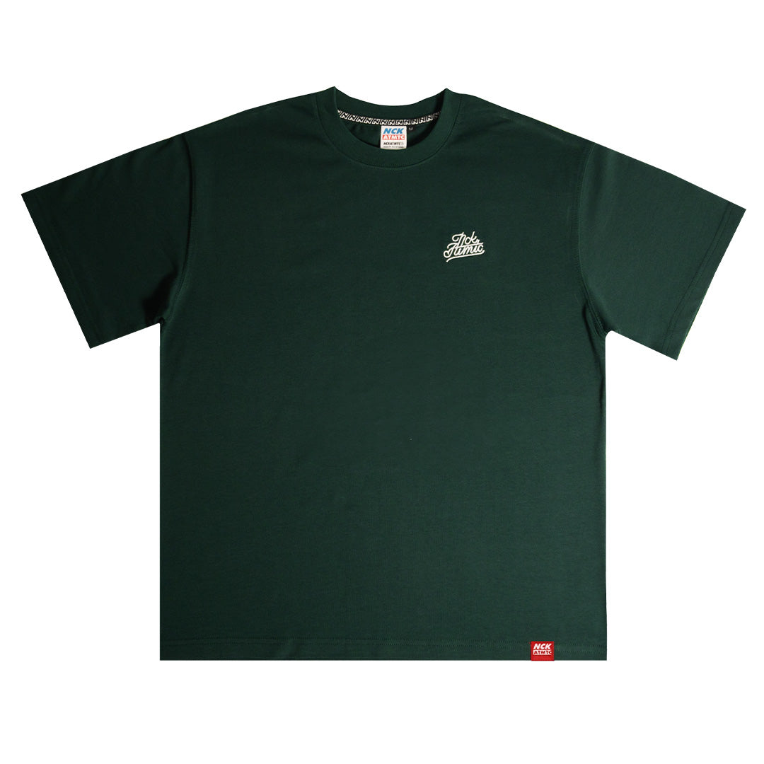 Opt Script Tee Script Embroidered Heavy Cotton Tee - Green – Nick Automatic