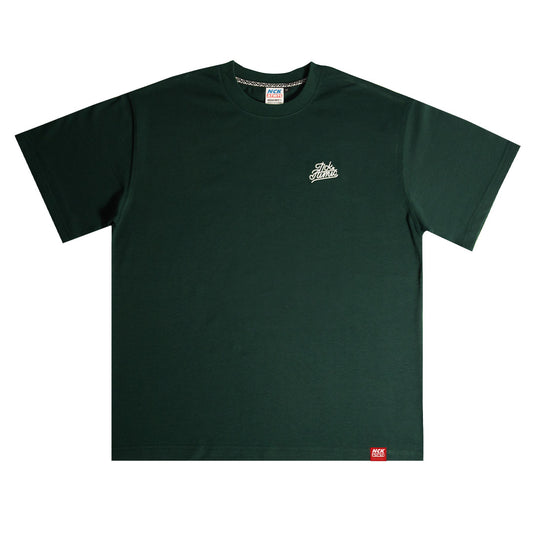 Script Embroidered Heavy Cotton Tee  - Green