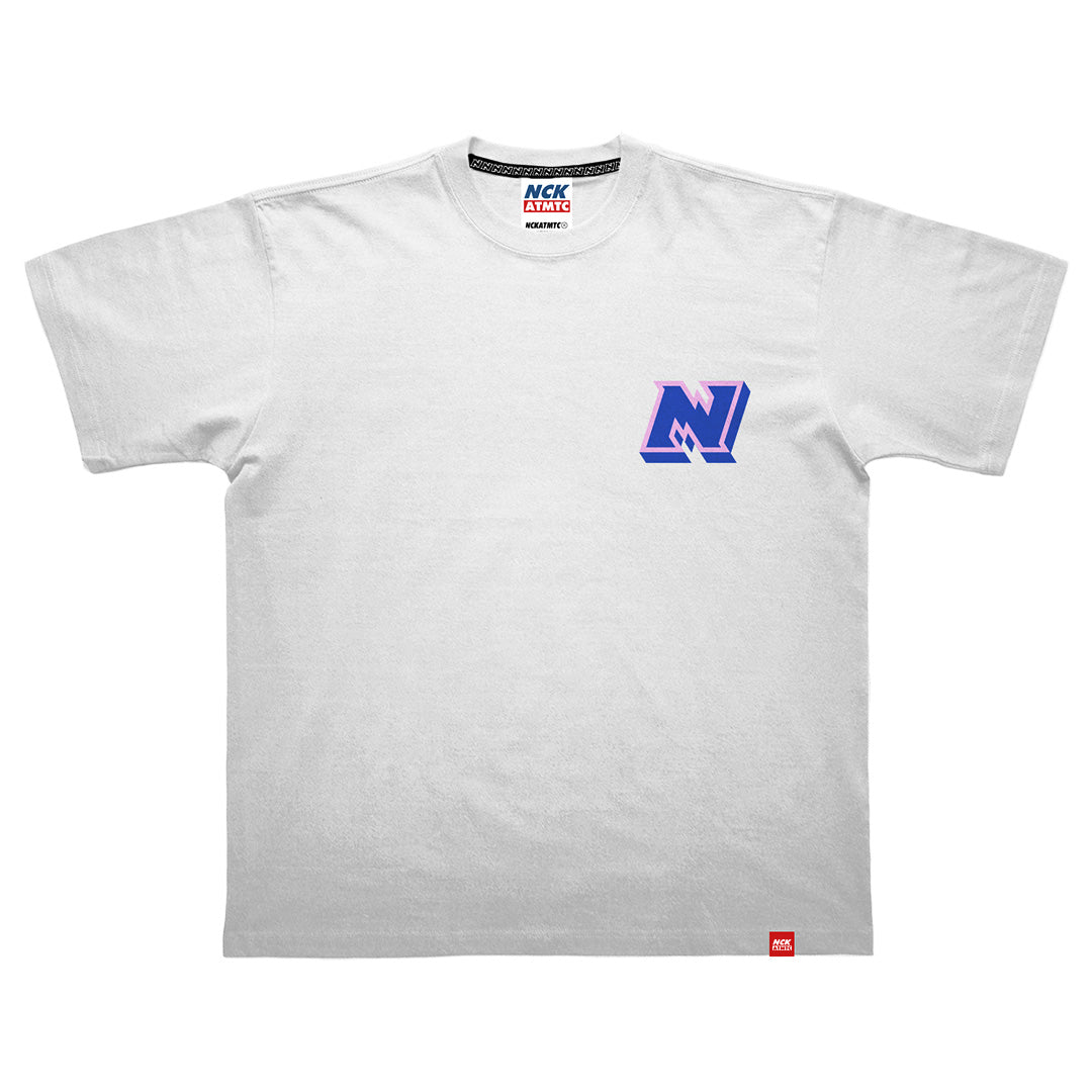 Block Badge Tee - White Blue