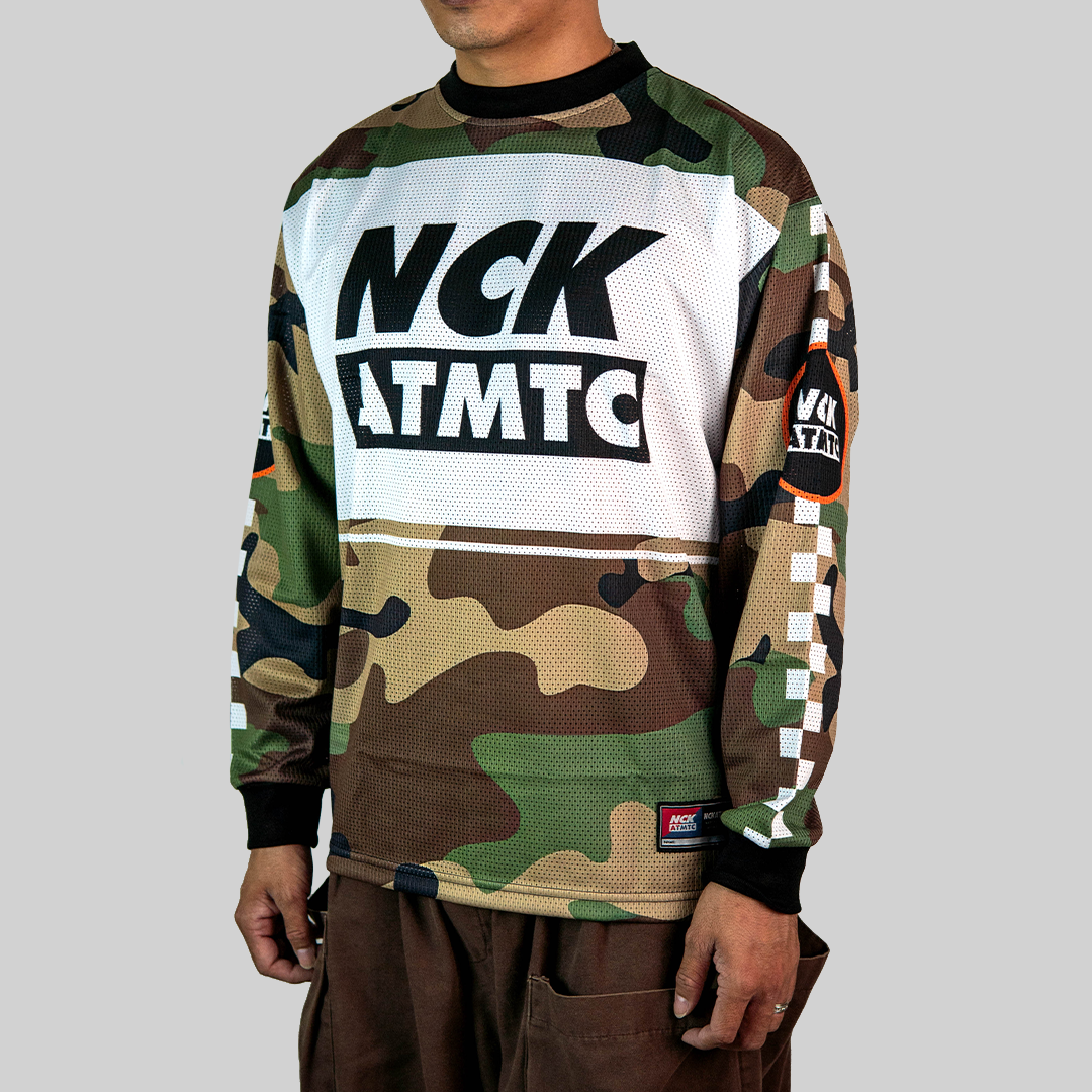 Moto Badger Long Sleeve Jersey Tee - Woodland Camo