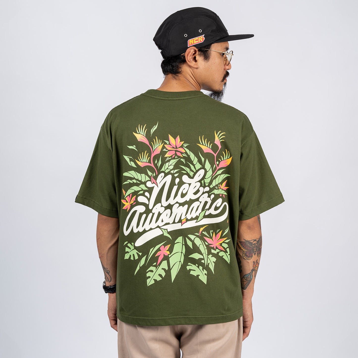 Flora Hawaii Tee (Fatigue Green)