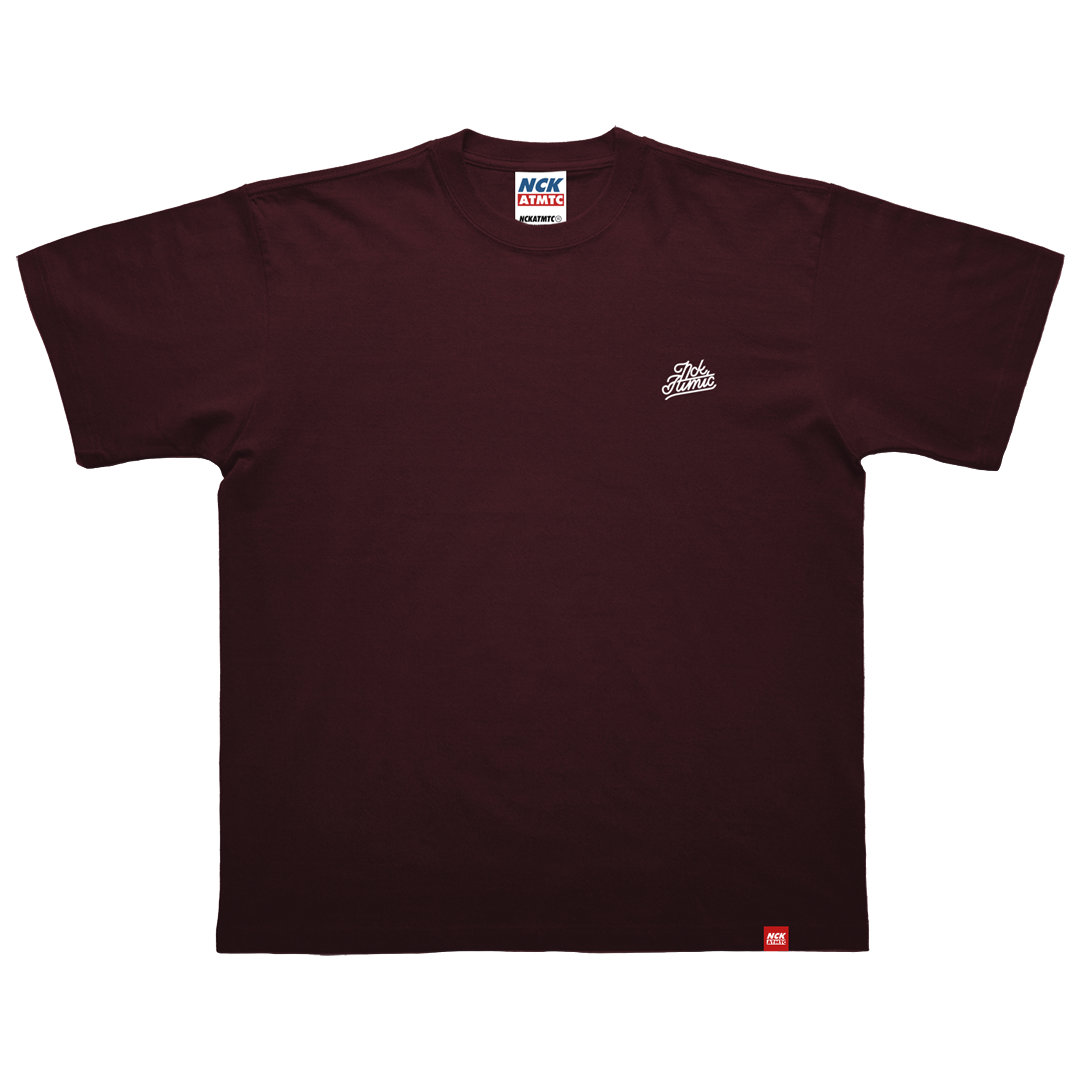 Script Embroidered Heavy Cotton Tee  - Ox Blood