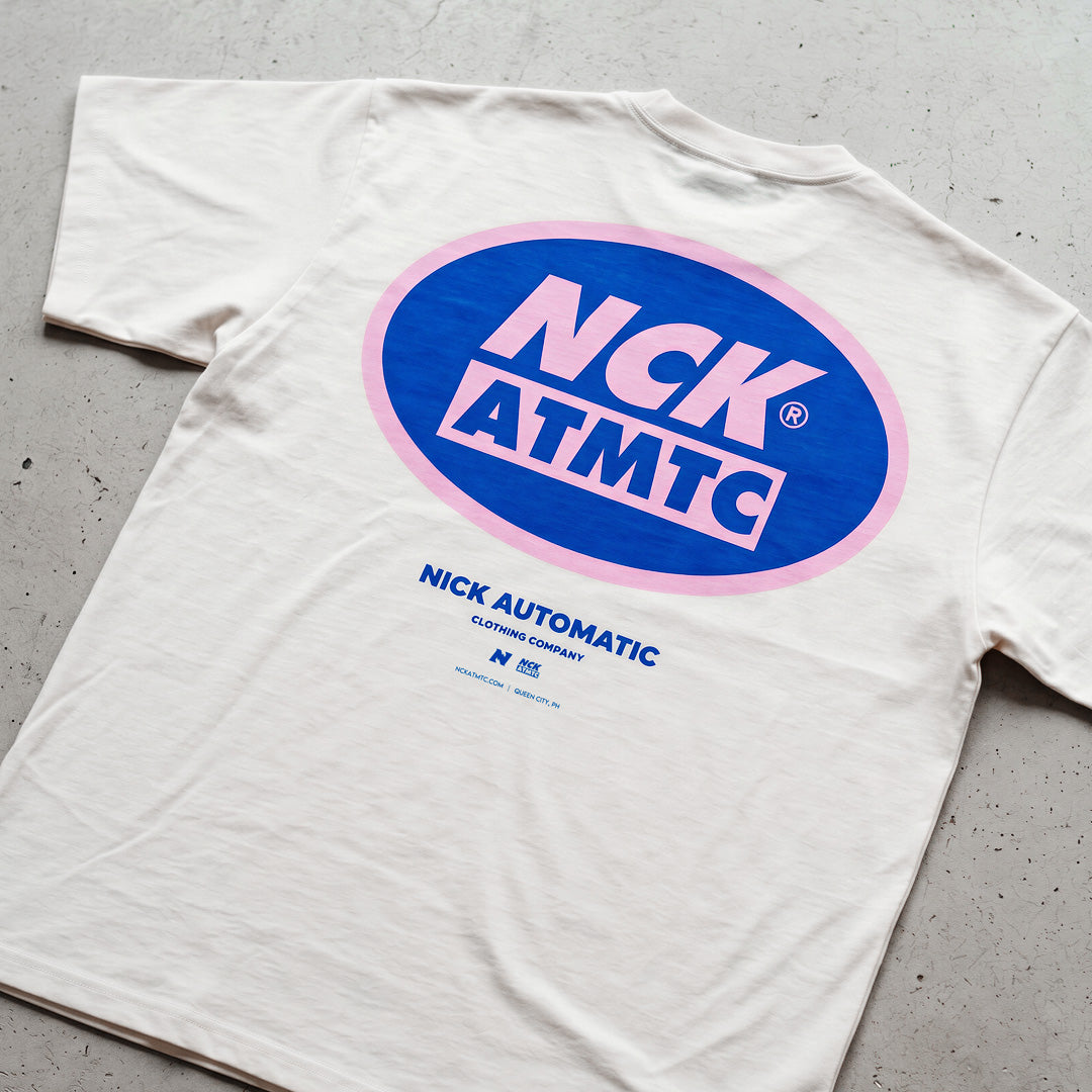 Block Badge Tee - White Blue