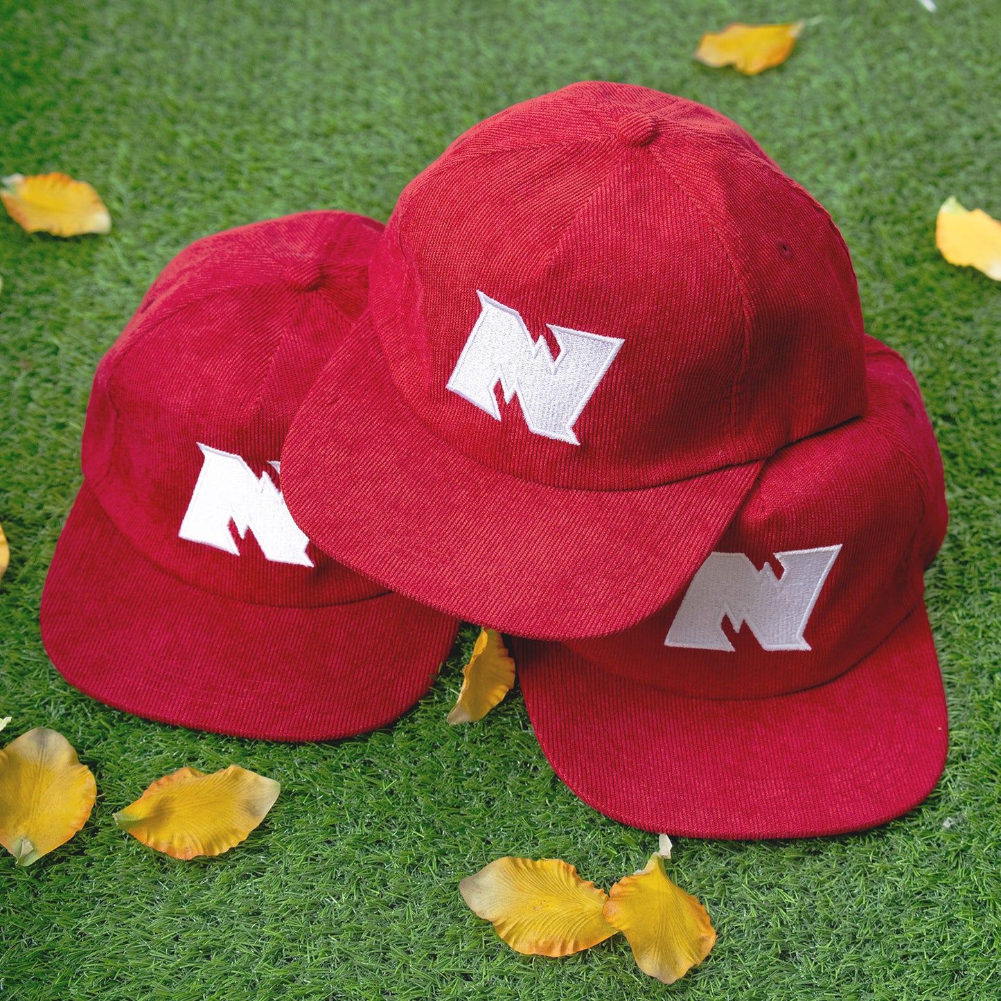 N Logo Corduroy Strapback  - Red