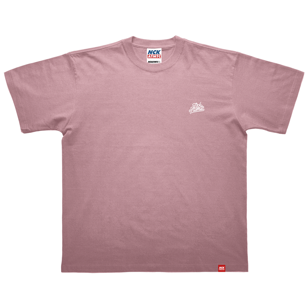 Script Embroidered Heavy Cotton Tee  - Mauve