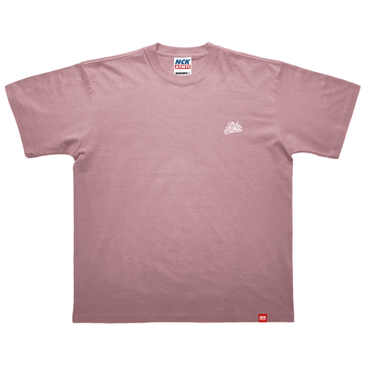 Script Embroidered Heavy Cotton Tee  - Mauve