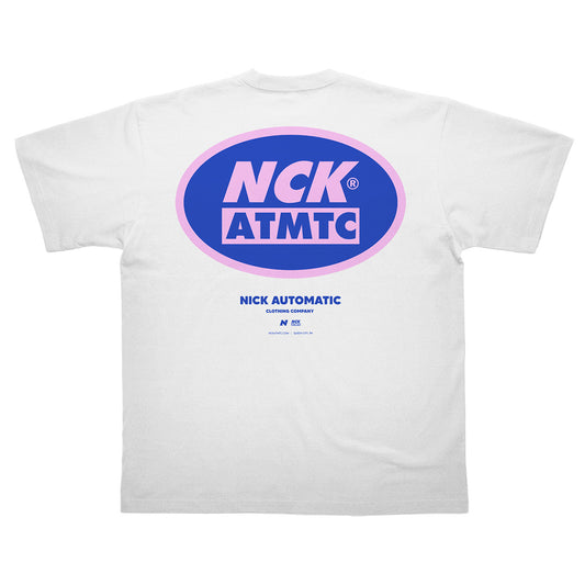 Block Badge Tee - White Blue