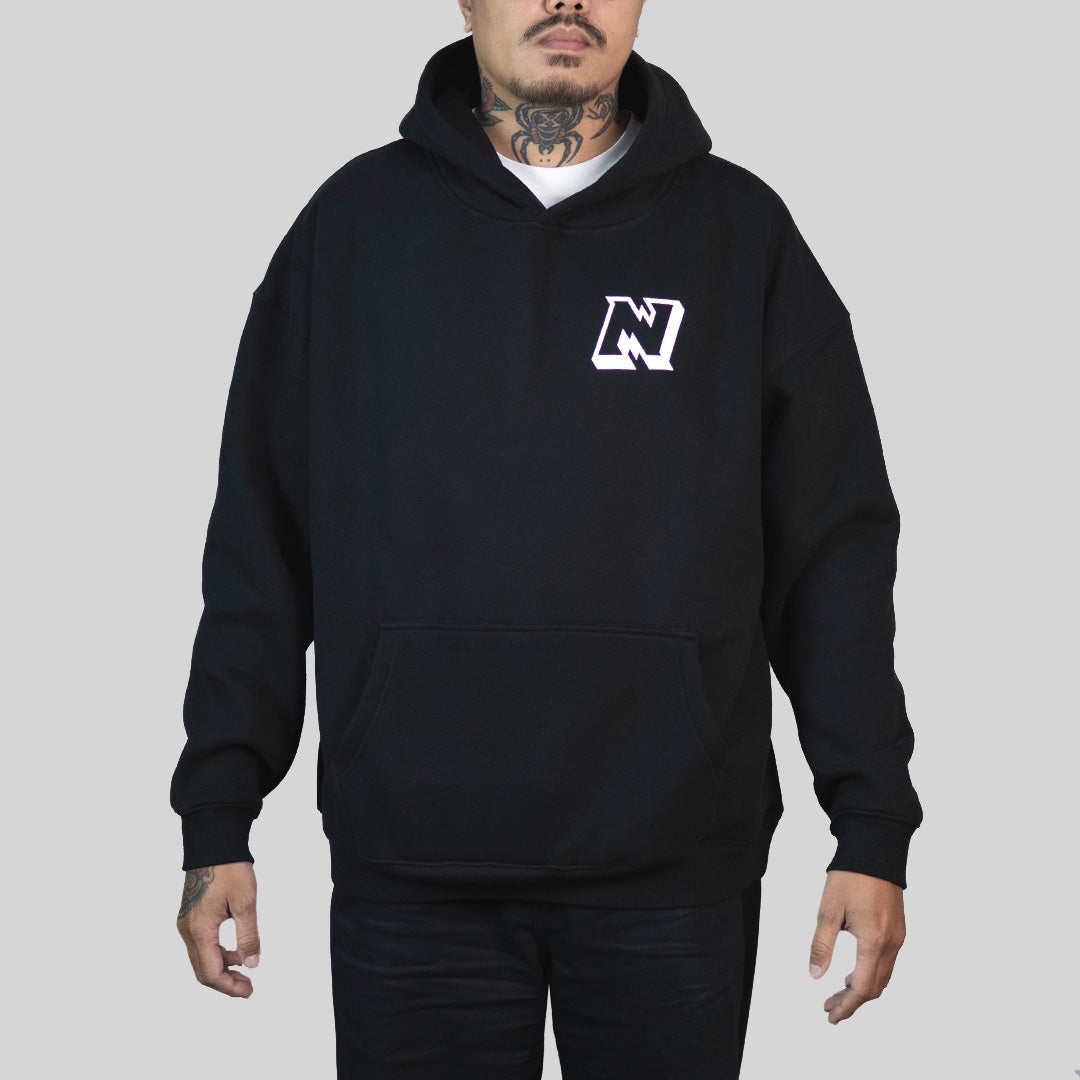 Block Badge Pullover Hoodie - Black
