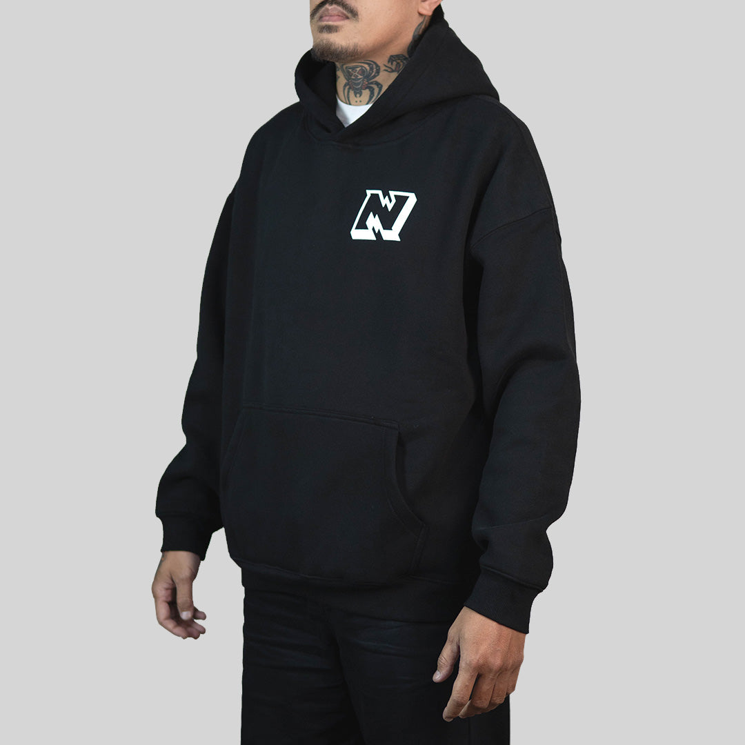 Block Badge Pullover Hoodie - Black